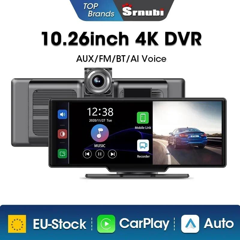 Câmara de Painel SRNUBI 10.26" com Retrovisor, CarPlay, Android Auto e DVR 4K